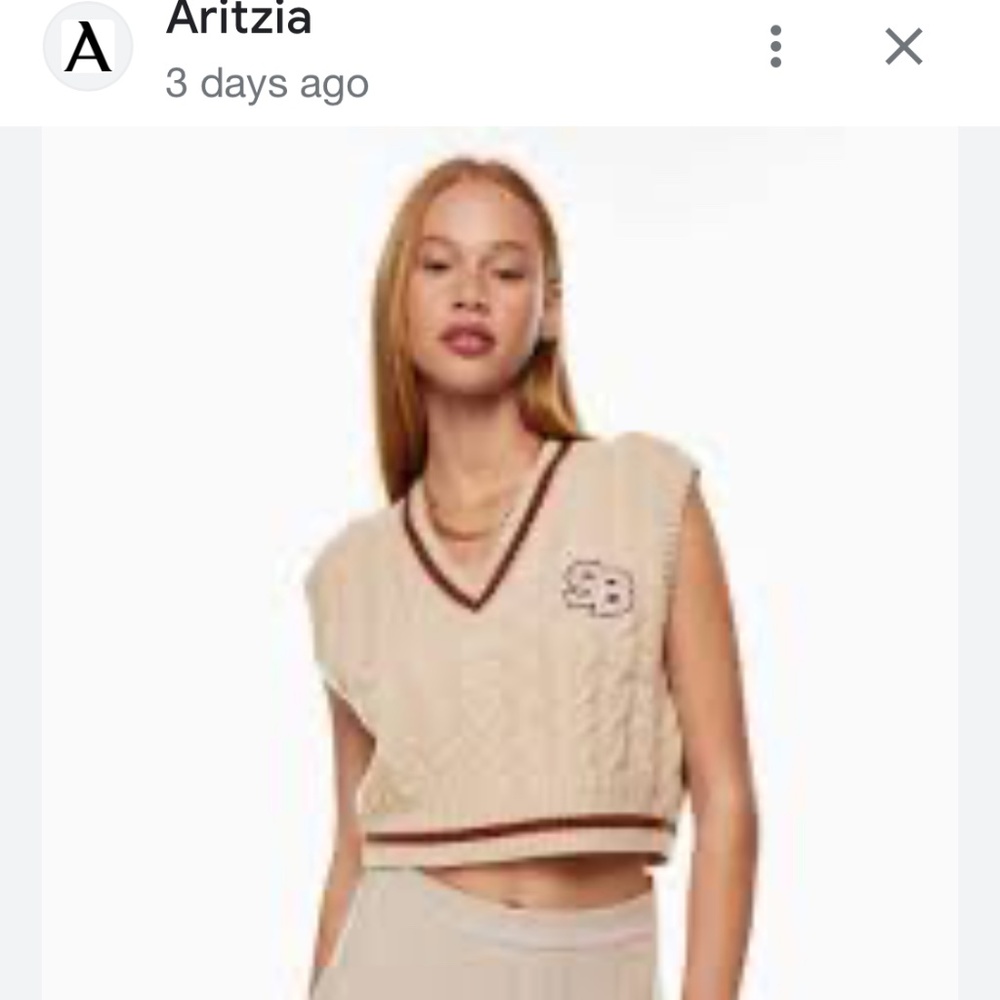Aritzia Sunday Best Cropped Sweater Vest